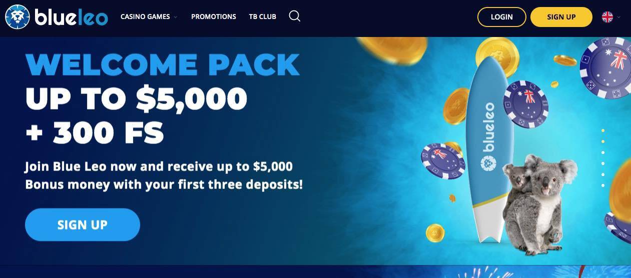 Blue Leo Casino Welcome Bonus